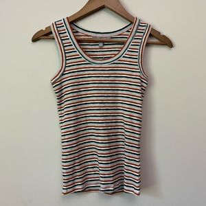 Marled Striped Pink Navy White Multicolor Tank Top NWT
